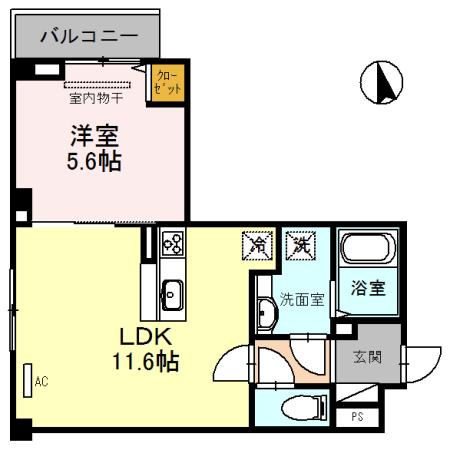 レジデンス京都洛央(1LDK/5階)の間取り写真