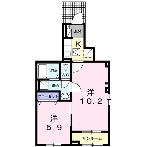 カレントⅡ(2K/1階)の間取り写真