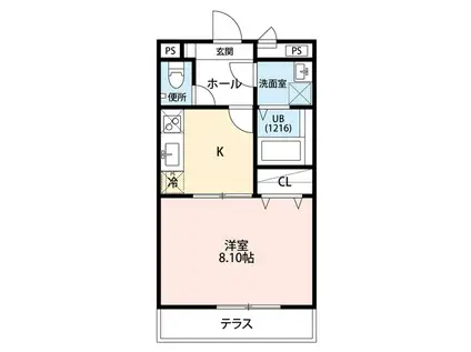 アムール彩都Ⅰ(1K/2階)の間取り写真