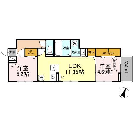 セレスティア瑞江Ⅱ(2LDK/3階)の間取り写真