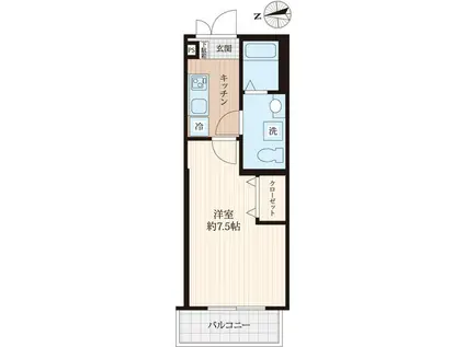 PIANO VILLA 東寺尾(1K/3階)の間取り写真