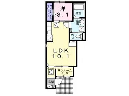 キャンティス レイジー(1LDK/1階)の間取り写真