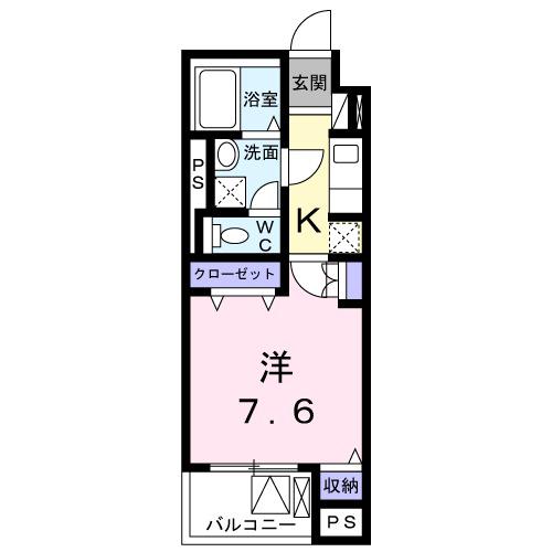 K・SガーデンⅢ(1K/4階)の間取り写真