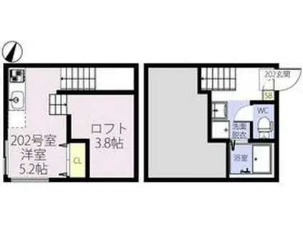 RIZEST東浦和1(ワンルーム/2階)の間取り写真