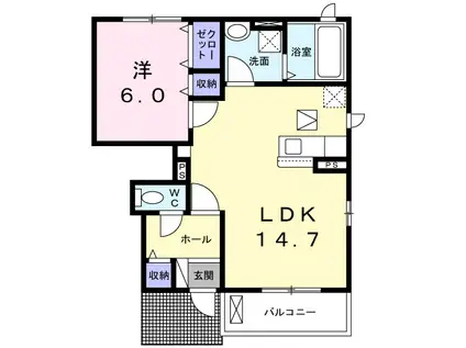 レイアフォレスト1(1LDK/1階)の間取り写真