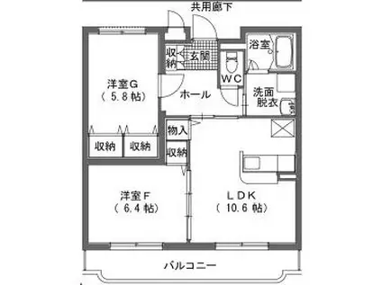 ルミエール栄(2LDK/2階)の間取り写真
