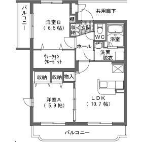 ルミエール栄(2LDK/1階)の間取り写真