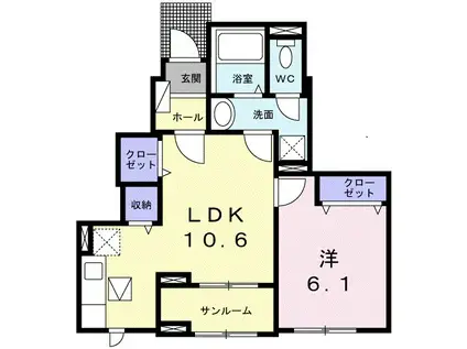 ヴィラ シェリール1(1LDK/1階)の間取り写真