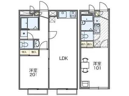 レオパレスシーサイドC(1K/1階)の間取り写真
