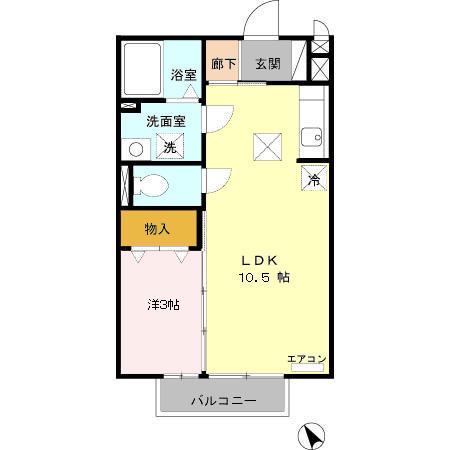 ヴェルデュールⅡ(1LDK/1階)の間取り写真
