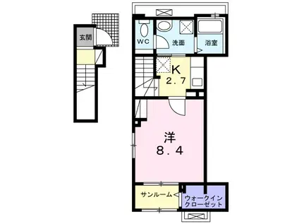 GRAN NOIR Ⅰ(1K/2階)の間取り写真