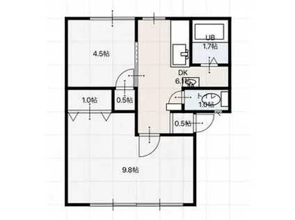 中里ハイツⅠ(2DK/2階)の間取り写真