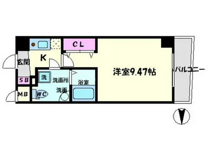 オリエントレジデンス門真(1K/8階)の間取り写真