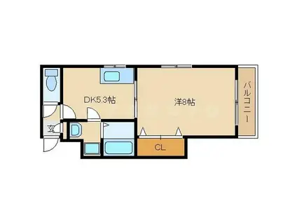 レスパス801(1DK/3階)の間取り写真