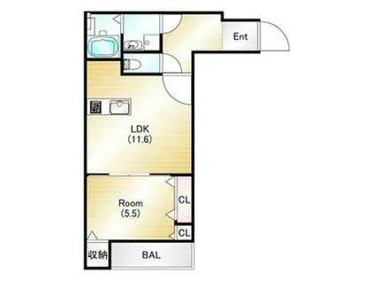 アークハイム吹田山手(1LDK/3階)の間取り写真