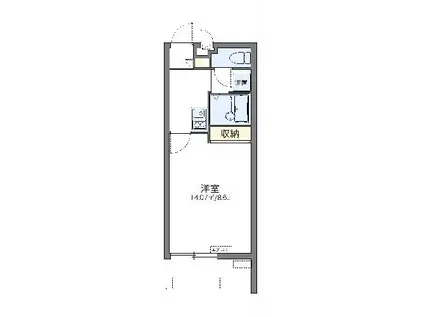 レオネクストプランドール真嘉比(1K/3階)の間取り写真