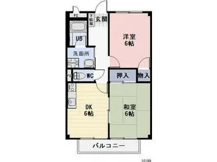 SURPLUSⅡホワイト(2DK/2階)の間取り写真