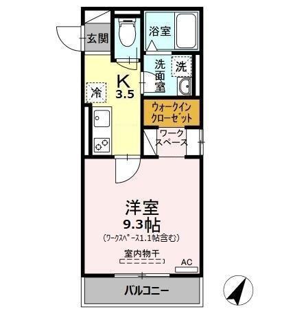 ぴりか/ひより ひより(1K/3階)の間取り写真