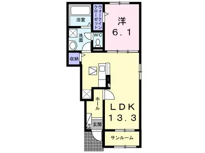エレガンテⅡ(1LDK/1階)の間取り写真