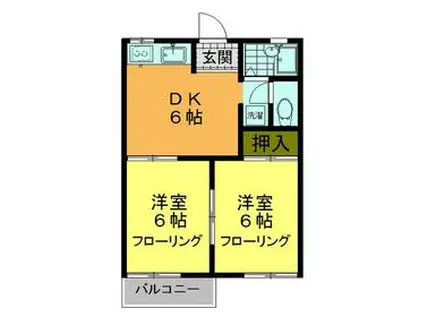 フォーブル富士見台(2DK/2階)の間取り写真