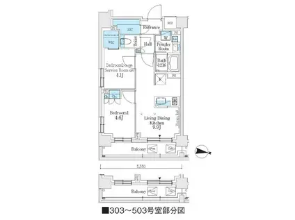 J.GRAN COURT 品川西大井WE(2DK/4階)の間取り写真