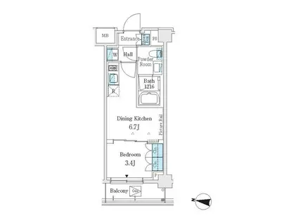 J.GRAN COURT 品川西大井WE(1DK/4階)の間取り写真