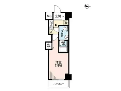 プレール・ドゥーク川崎大師(1K/5階)の間取り写真