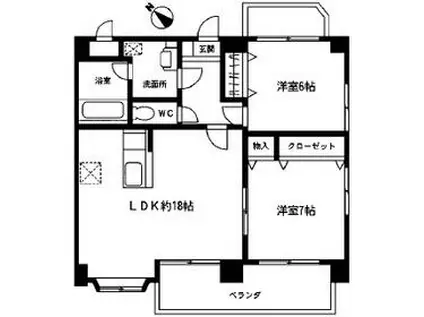 プランドールTHREE(2LDK/2階)の間取り写真