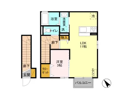 ボージャルダンII(1LDK/2階)の間取り写真