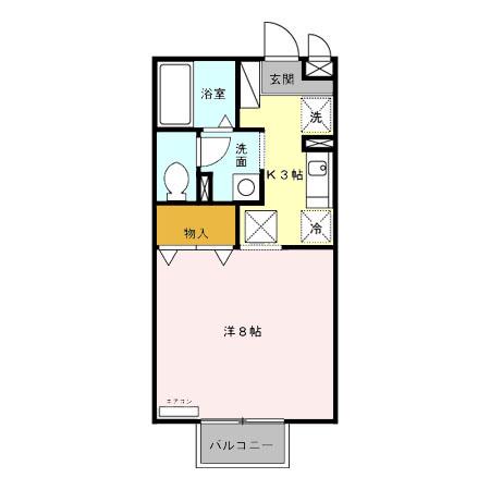 セジュールひらの(1K/1階)の間取り写真