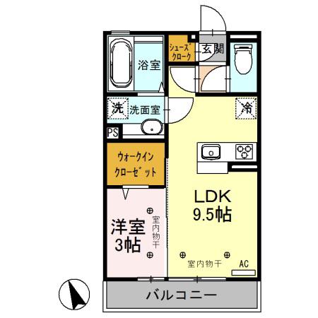 アルカサル(1LDK/2階)の間取り写真