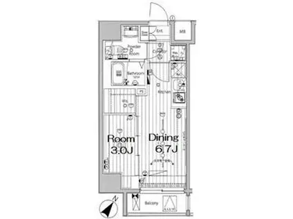 メイクスデザイン川崎3(1DK/7階)の間取り写真