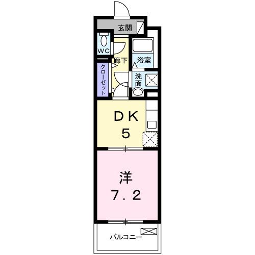 ヴィラ デュース(1DK/4階)の間取り写真