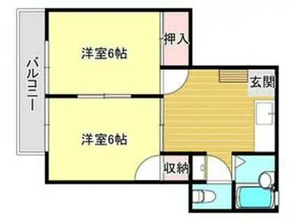 ダイワコーポ(2DK/2階)の間取り写真