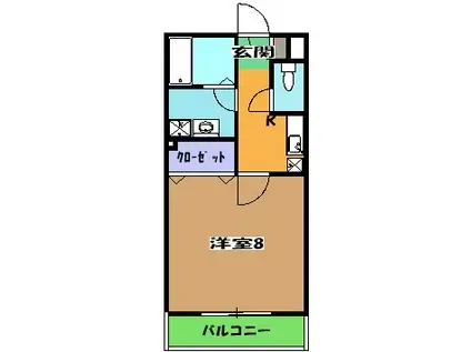 プランドール(1K/3階)の間取り写真