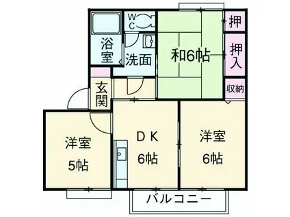 メープルコート(3DK/2階)の間取り写真