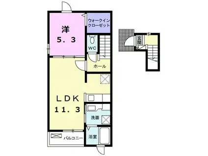 サン・クレールⅠ(1LDK/2階)の間取り写真