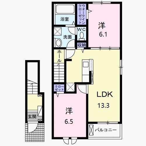 フィオリーレXⅡ(2LDK/2階)の間取り写真
