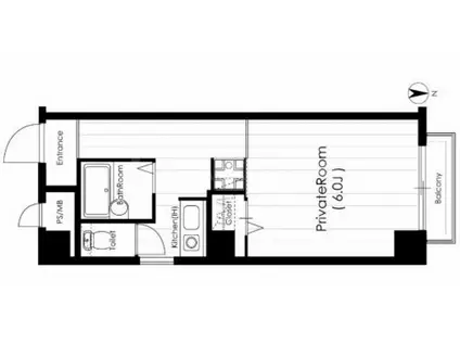 ファミーユ河村(1K/3階)の間取り写真