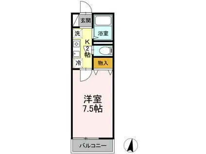 ウィズ中村橋 Ⅰ Ⅱ(1K/2階)の間取り写真