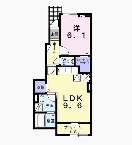 クラール館山(1LDK/1階)の間取り写真
