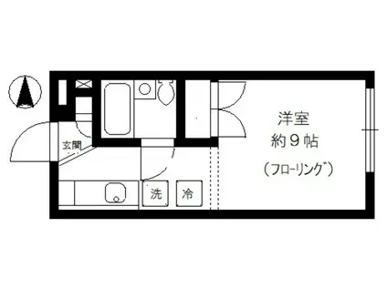 西新宿フラットA棟(1K/2階)の間取り写真