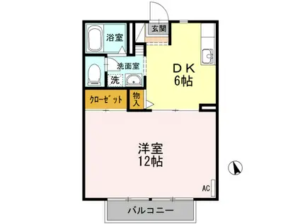 ヴァンテⅢ(1DK/2階)の間取り写真