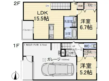 T’s Garage(2LDK)の間取り写真