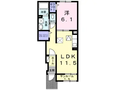 マロン・リジェールⅡ(1LDK/1階)の間取り写真