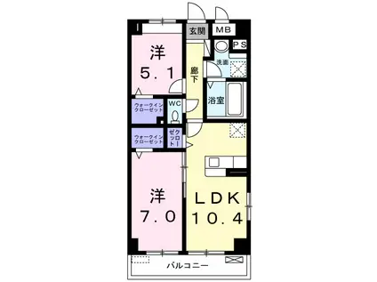AFCレジデンス ⅩⅦ(2LDK/3階)の間取り写真