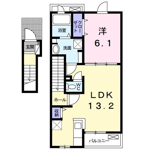 ローマアリエス.B(1LDK/2階)の間取り写真