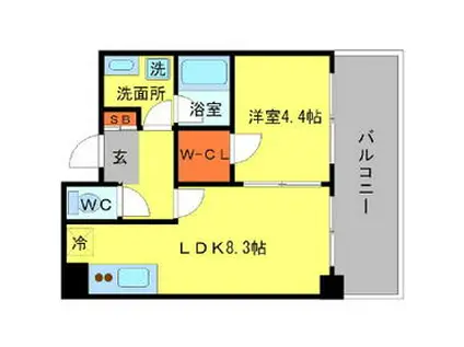 ホワイトハウス箕面(1LDK/5階)の間取り写真