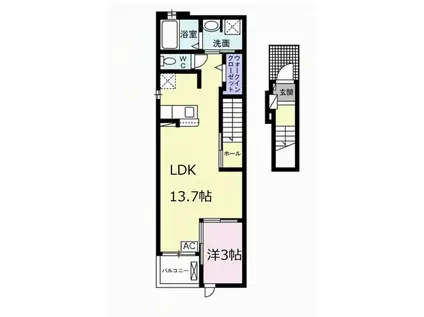 イリゼⅡ(1LDK/2階)の間取り写真