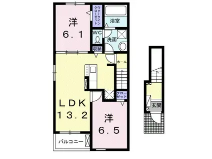 アリビオ(2LDK/2階)の間取り写真
